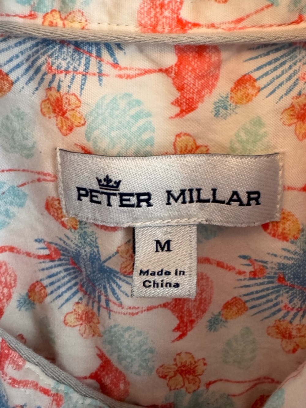 PETER MILLAR Seaside Paradise Cotton-Blend Sport Shirt Size M - Picture 7 of 13